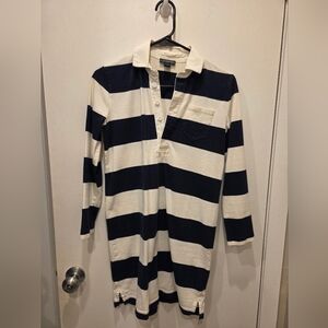 J. Crew Navy and White Striped Polo Dress